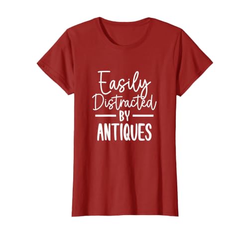 Easily Distracted by Antiques T-Shirt, Women, Cranberry Red, X-Large