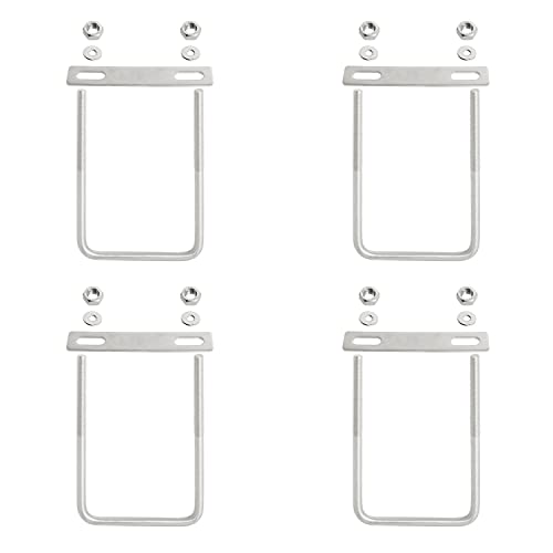 Square U-Bolt 2.95"(75mm) Inner Width U Bolts Brackets 304 Stainless Steel M8 with Nut, Plate, Washer for Car/RV/Trailer Bumper,4 Sets