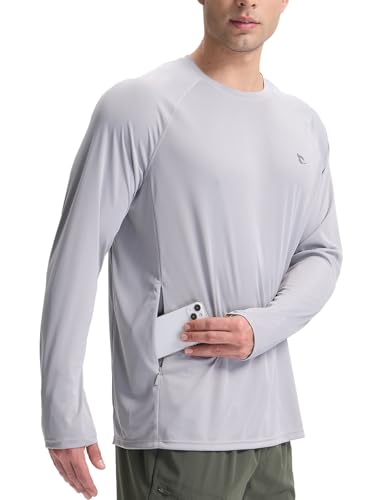 baleaf Men's Sun Protection Swim Shirts Zipper Pocket Rash Guard ...