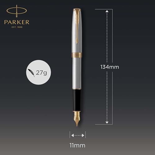 Parker Sonnet Fountain Pen, Stainless Steel with Gold Trim, Medium Nib - Additional View