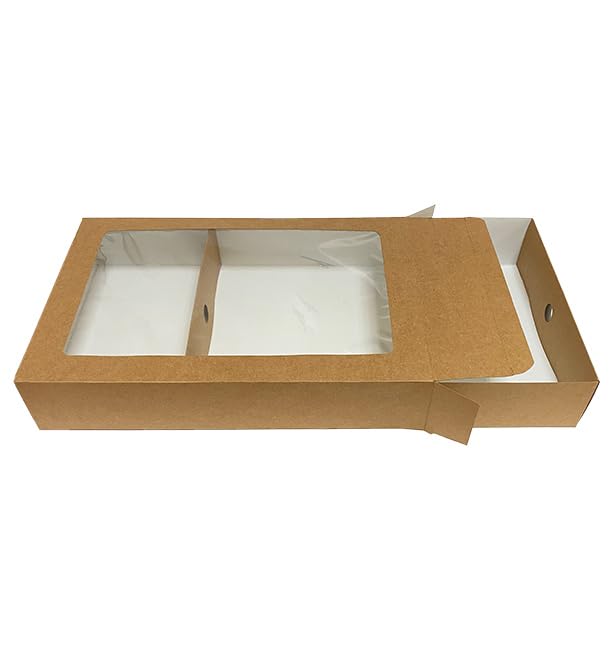 50 Bandejas de Cartón, 44,5x30,7x7,8cm, Color Kraft, Bandejas de Papel, Reciclable, Apto para Congelador, Take Away, Pastelería, Catering