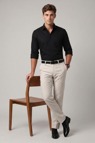 Image of Peter England Men Mid Rise Slim Fit Premium Flat Front Formal Trouser
