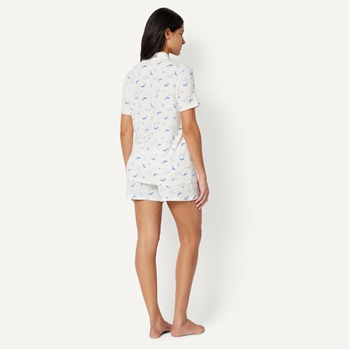 Amazon Essentials Women's x Sofia Grainge Mommy and Me Short Sleeve Pajama Set, Ivory Whales, Medium - 2