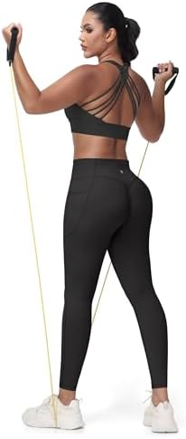 Willit Hidden Scrunch Workout Leggings for Women Gym Leggings High Waisted Tummy Control Yoga Pants with Pockets Black L 25" — view 5
