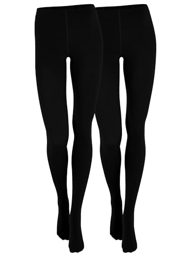 2 Paia Collant donna termico nero con interno in pile, 44/46 (L/XL)