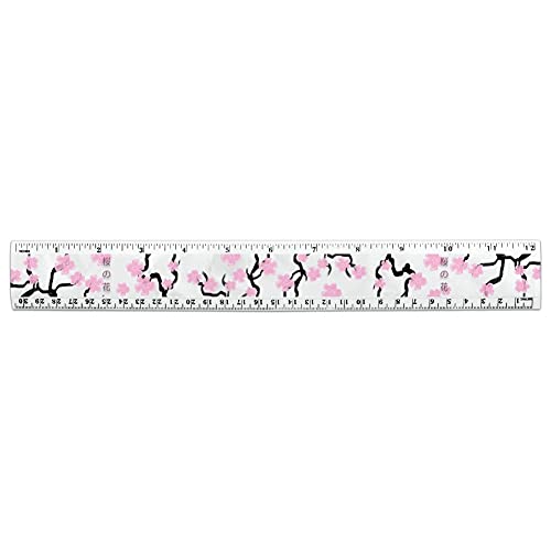 Cherry Blossom Tree Pink Japanese 12 Inch Standard and Metric Plastic Ruler