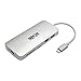 Tripp Lite USB C Docking Station w/ USB-A Hub, HDMI, SD/Micro SD, Gbe, PD Charging 4K @ 30Hz Portable Thunderbolt 3 Silver (U442-DOCK11-S)