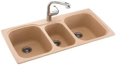 Swanstone KS04422TB.060 1 Hole Solid Surface Kitchen Sink, 22" x 44", Winter Wheat