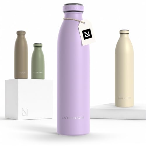 Image of LARS NYSOM Stainless Steel Insulated Water Bottle 12oz 17oz 25oz 34oz 51oz | Insulated Thermo Flask for Hot and Cold Beverages | Leakproof Drinking Bottle (Lavender Purple, 25.4oz)