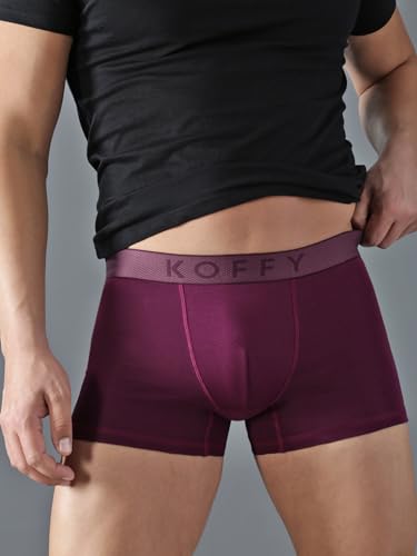 Image of KOFFY Men's Stretchable Cotton Lycra Long Trunk with C-Type Front Open | Wrinkle-Free | Ultra-Soft Elastic