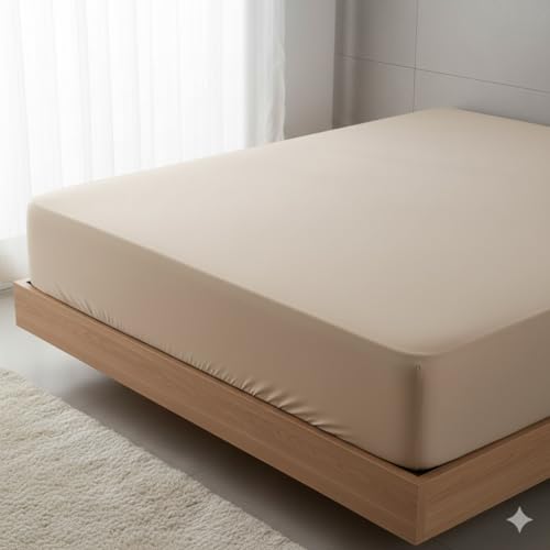 Image of Cotton Feel Terry 78x72 inch Ultra Soft Waterproof Mattress Protector King Size | Breathable Hypoallergenic Mattresses Cover for King Size Bed (Beige)