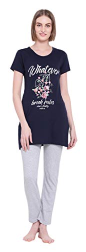 Image of In Love Women's Printed Cotton Plus Size Longline T-Shirt Half Sleeve with Pockets Pack of 2