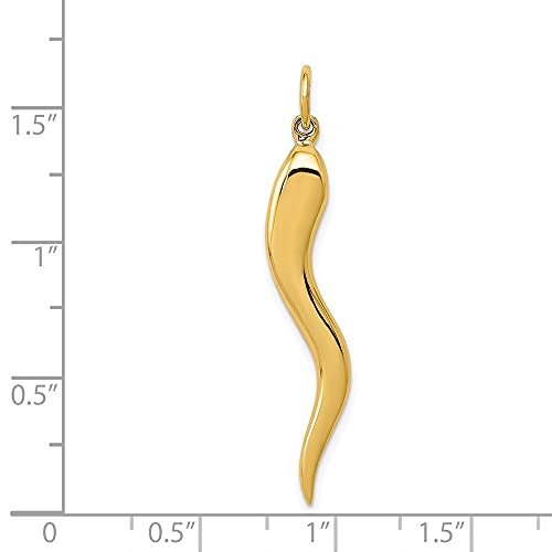 Auriga Fine Jewelry 14K Yellow Gold Large Italian Horn Pendant for Women (L- 1.57 Inch, W- 0.20 Inch) - Thumbnail 4