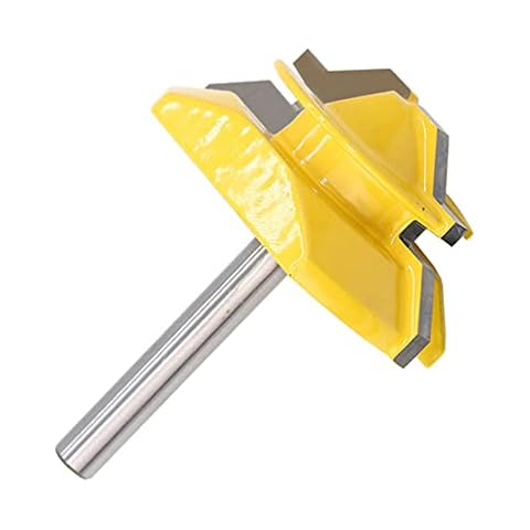 45 Degree Lock Mitre Router Bit, Wood Cutter, Groove Cutter + 6.35 mm Shank Tongue Shaft and Groove Cutter Set 3 Teeth in T-Shape Wood Cutter for Woodworking Cover