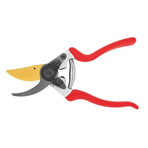 FELCO 8 Gartenschere Klinge F-Gold/Rote Griffe – Rechtshänder, widerstandsfähige AuCo-Gold-Klinge, 25 mm Schnitt, ergonomisch für große Hände, geschmiedetes Aluminium, Swiss Made
