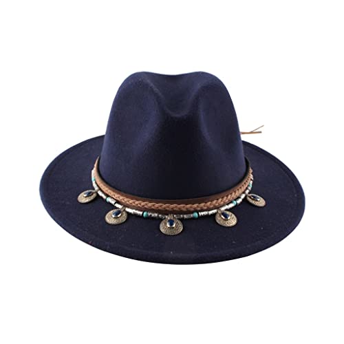 Chapeau de feutre britannique rétro avec ceinture chic pour femme
