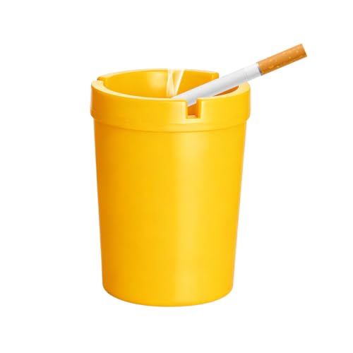 Image of Ohleats Car Ashtray, Smokeless Smellproof Windproof Self-Extinguishing Auto Ashtray, Portable Mini Vehicle Cigarette Trash Can Fits Most Cup Holder for Home Office, Car Accessories (Yellow)