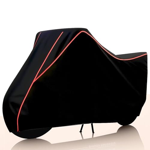 Image of 100% Water Resistance Classic 350 Bike Cover | Taffeta Body Cover for Rain & Sun | UV Protection, Dustproof, Scratch Resistant, Windproof, Heat Resistant, Vehicle Specific Fit-Red Piping