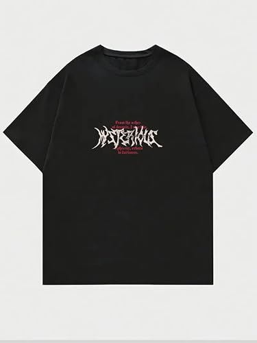 Image of THALASI Men Cotton Aesthetic Oversized T Shirt for Men - Black T Shirt for Men Stylish | Half Sleeve Oversize Fit Round Neck Tshirts - Down Shoulder & Baggy Fit Anime Spiderman Tshirts for Man & Boys