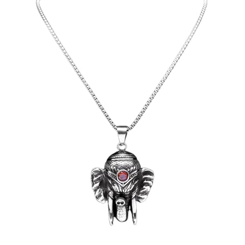 Collier pour homme pendentif éléphant fini argenté pour éviter les looks ternes