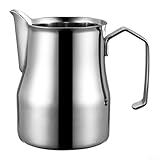 Milchaufschäumer aus Edelstahl mit Turbine, Eagle's Schnabelauslauf für glatten Schaum und Latte-Art, ergonomischer Griff für professionelle Kaffeezubereitung (Silber)