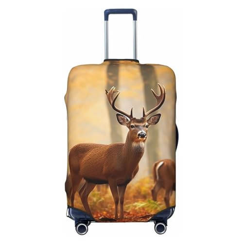 Luggage Cover Protector Washable Stretch Suitcase Protector White Tail Deer in Autumn Suitcase Cover Anti-Scratch Travel Baggage Covers Fits 18-32 Inch Luggage Protectors