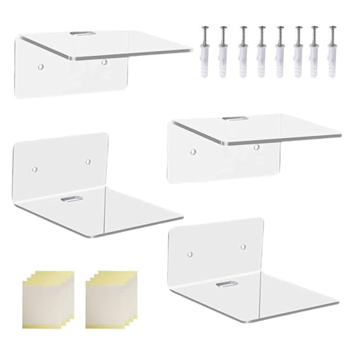 Genérico Estante Flotante | 4 Piezas Organizador Acrílico de Interior - para Pared de Habitación,para Plantas Macetas Álbumes Estatuillas Dormitorio Cocina Baño Mesita de Noche