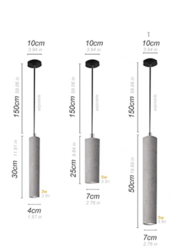 Lustre suspendu LED en béton au design minimaliste pour intérieur chic