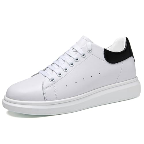 TUMAHE Zapatillas De Deporte con Elevador De Plataforma para Hombres Vestido De Moda Cómodo Zapatos para Caminar con Cordones Botas Invisibles Que Aumentan La Altura,6cm(2.35inchs) White,40 EU