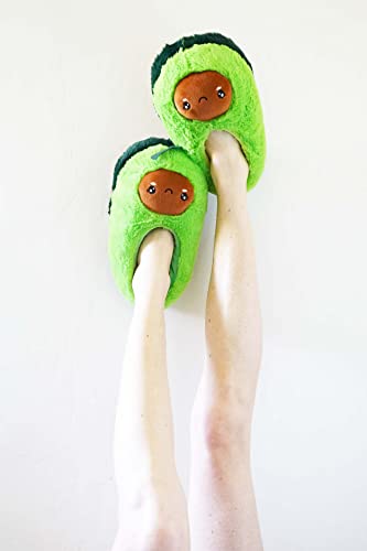 Image of ooohyeah Women's Fuzzy Fruit Hug Slippers, Cute Funny Cozy Non-Slip House Foam Slippers for Women, Avocuddle, 7-8