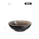 MÄSER 934073 seria Niara Organic, nowoczesny zestaw naczyń dla 4 osób w ekscytującym stylu vintage, 16-częściowy serwis kombi ze specjalną kombinacją glazury w kolorze czarnym i brązowym, kamionka