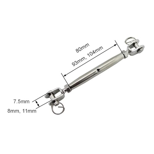 4pcs Tensores Cerrados para Cables M8 de Acero Inoxidable 316 Quijada y Quijada - Hardware de Aparejo Para Barcos y Remolques miniatura 3