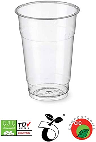 bio3 100/500/1250 vasos desechables de 250 ml, marca 0,2, biodegradables y compostables de PLA desechables, sin plástico | After Plastic (500)