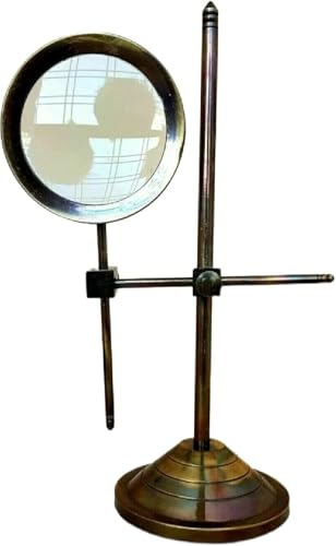 Vintage Brass Desk Magnifying Glass with Adjustable Stand, Antique Style Reading Magnifier for Office, Study, Collectors & Home Decor