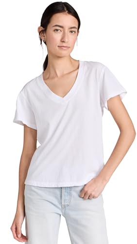 perfectwhitetee Women's Hendrix Cotton Boxy V Neck Tee