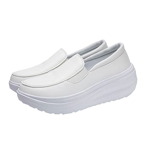 Black Platform Sneakers for Women Casual Slip on Arch Support Hiking Shoes Healthcare Work Leather Nurse Shoe Footwear