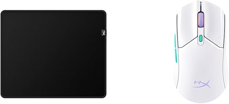 SetHyperX Pulsefire Haste 2 Core Wireless Gaming Mouse for PC Lightweight 2.5 oz 100 hours Dual Wireless 2.4GHz / Bluetooth HyperX Sensor 12000 DPI White 8R2E7AA + Gaming Mouse Pad M Size Cloth