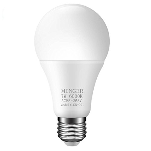 Dusk to Dawn Lights Bulb, Minger 7W Smart LED Bulbs with Auto on/Off, Indoor/Outdoor Lighting Lamp for Porch, Hallway, Patio, Garage (E26/E27, 600lumen, Cold White)