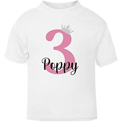 Kids Essentials Boys Girls Personalised Birthday Age Name T Shirt Top (Pink, 7-8 Years) Cover
