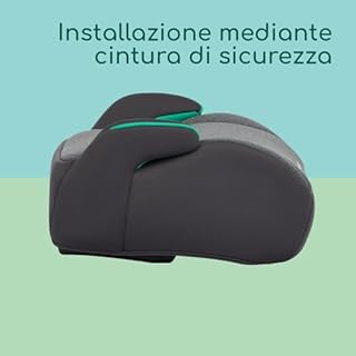 Bebeconfort Manga i-Safe Rialzo Auto, Alzatina auto per bambini 6-12 anni, 128-150 cm, Seggiolino auto leggero e compatto, Seduta imbottita, Tinted Graphite