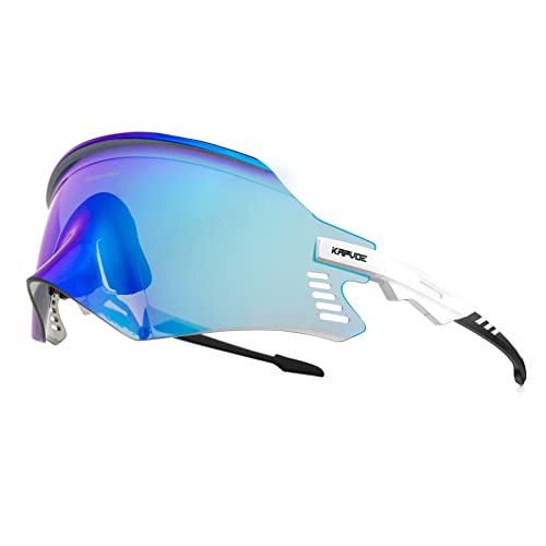 KAPVOE Cycling Glasses MTB Sport Sunglasses Mountain Bike Riding Motorcycle BMX Men Women Blue White 12