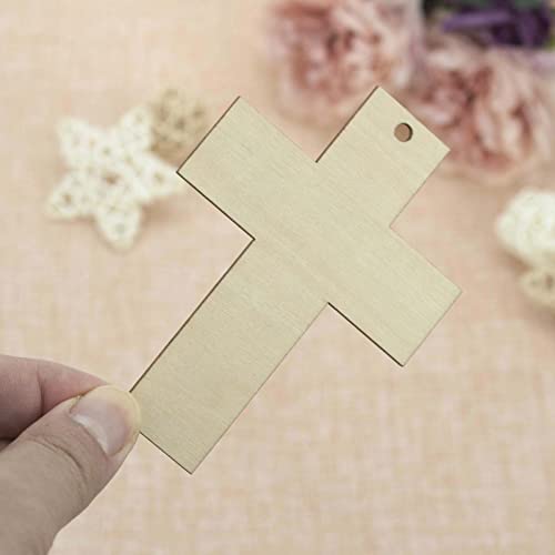 Cross Wooden Hanging Ornaments Cross Shaped Wood Diy Craft Cutout Wooden Slices Embellishments With Hole Hemp Ropes Gift Tag For Birthday Easter Halloween Christmas Decoration (2.8X3.9 In, 20-Pack) #TOP3