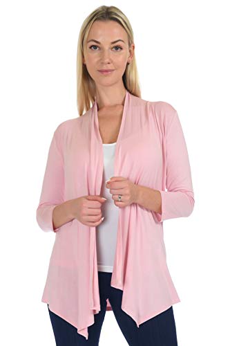 SR Women's Basic 3/4 Sleeve Open Cardigan (Size: Small-5X), Large, Dust Pink