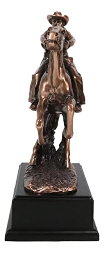 Estatua Vaquero a caballo en resina electrochapada bronce miniatura 4