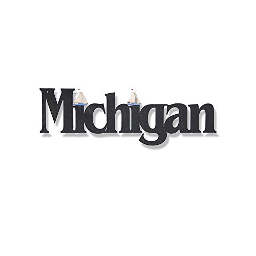 Memory Mats & Word Art US States Decorative Wall Signs, Vacation & Destination Geographic Graphic Plaque, 18 x 6 inches (Michigan)