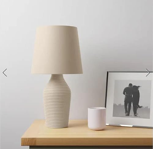 RA-HOMESTORE® New Ceramic Stoneware Table Lamp with Faux Linen Fabric Shade (37.5cm x W 18cm) (Hummus)