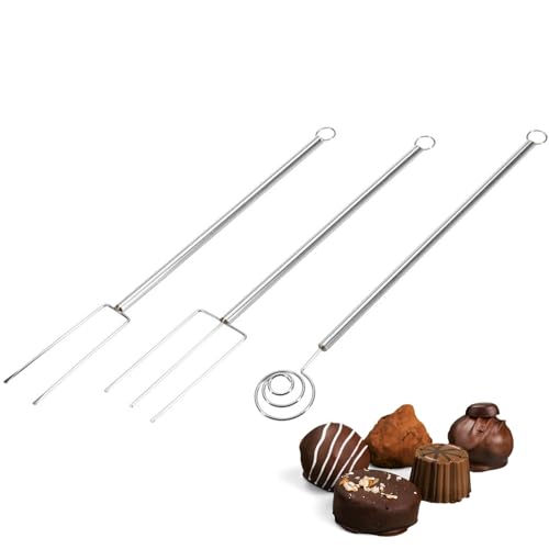 Westmark Ensemble de Fourchettes pour Tremper le Chocolat, 3 Pièces - Couverts à Pralines en Chocolat, Fourchette Spirale et 2 Fourchettes pour Saisir, Tenir...