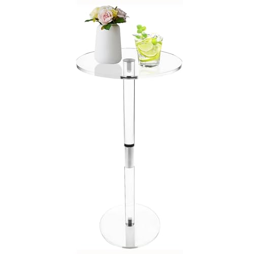 WLSANX Petite table d'appoint en acrylique pour salon, chambre à coucher, salle de bain, couloir, balcon, assemblage facile (ronde)