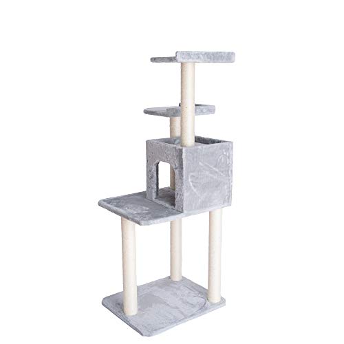 Gleepet Gp78571022 Cat Tree, Real Wood Play House, Silver Gray,14 D X 27 6 W X 57 H #TOP6