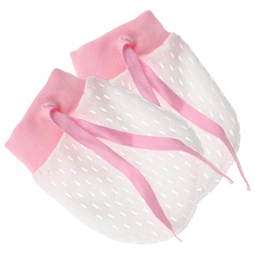 FOYTOKI Mitones para Bebés Recién Nacidos Rosa de Chinlon Ajuste Ajustable y Cordón Elástico para Verano, Manoplas Antiarañazos para Niñas Pequeñas